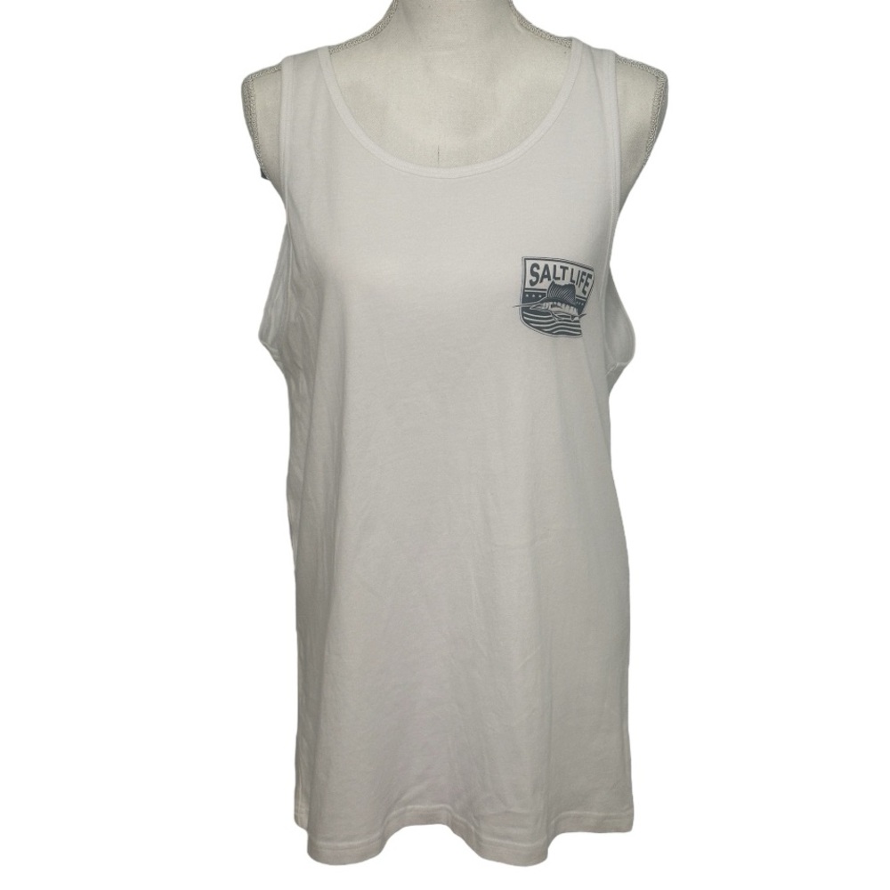 Salt Life Men’s White Swordfish USA Sleeveless Tank Top NWT